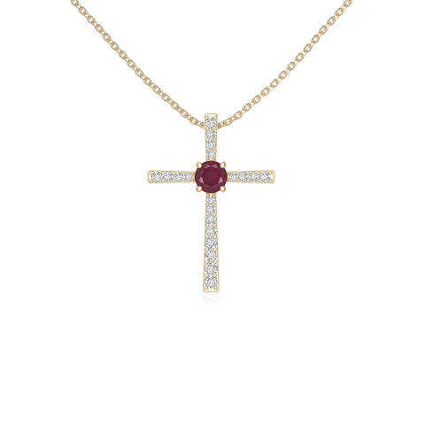 natural ruby cross necklaces in yellow gold vermeil 