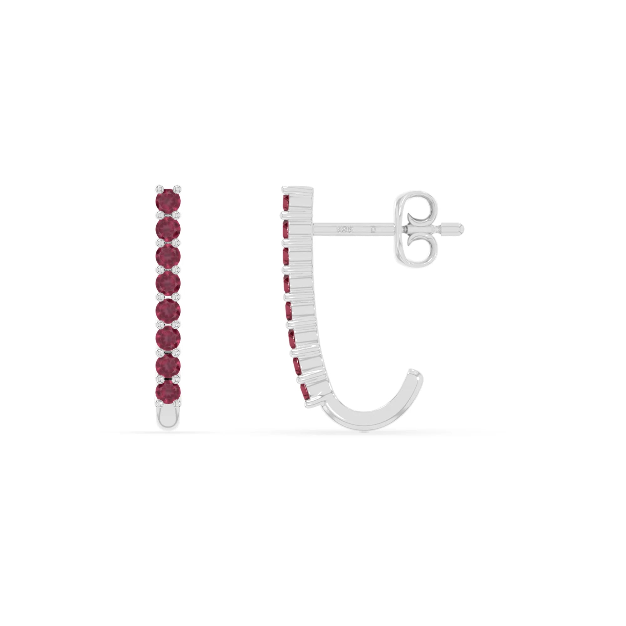 natural ruby hoop earrings in sterling silver 
