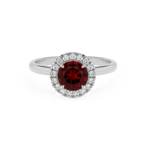 natural garnet round halo solitaire engagement ring