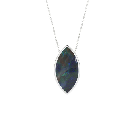 natural azurite-malachite marquise shape pendant necklace