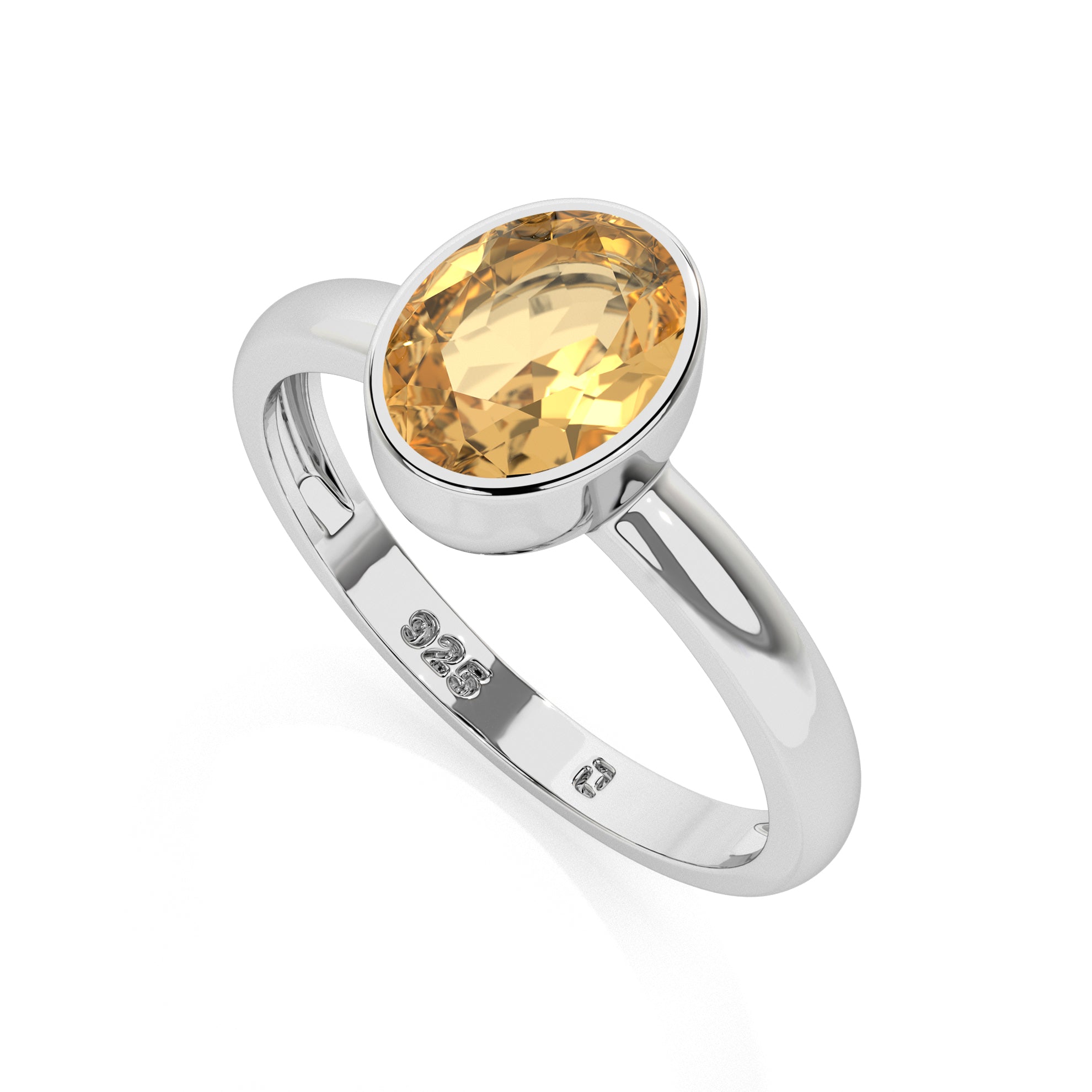 citrine oval cut stackable bezel-set ring