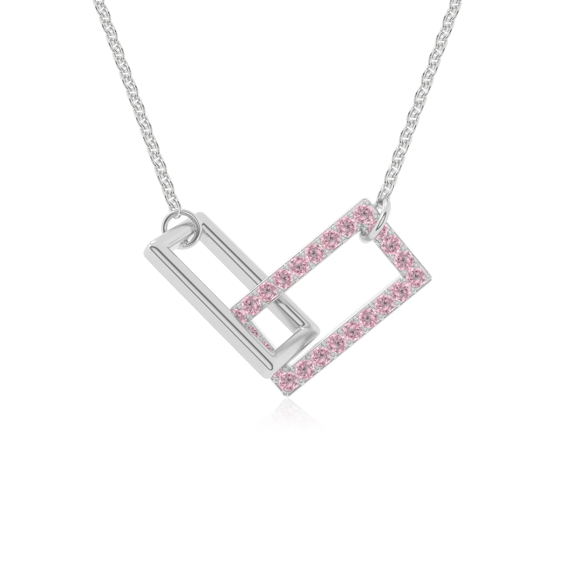 natural pink tourmaline interlock necklaces in sterling silver 