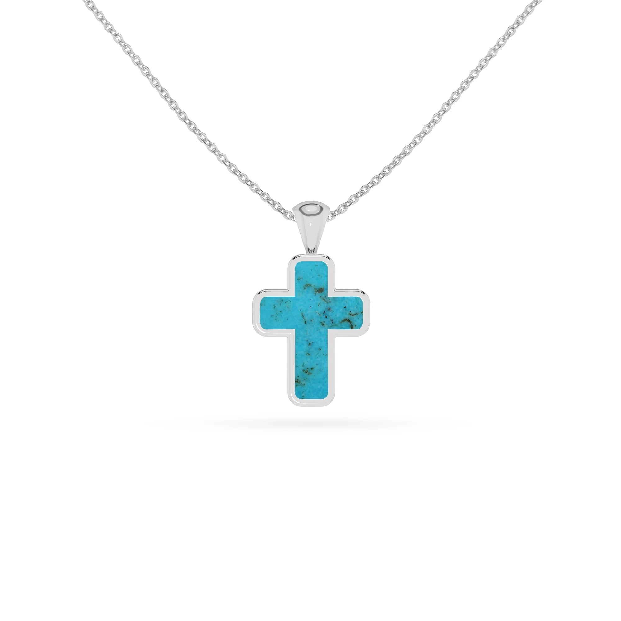 natural blue-turquoise cross shape pendant necklace
