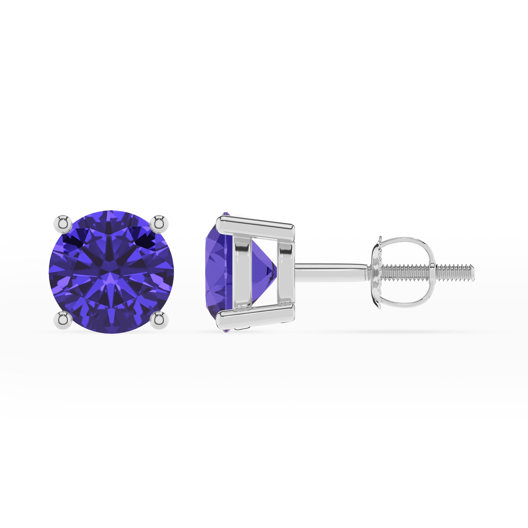 natural tanzanite round stud earrings 