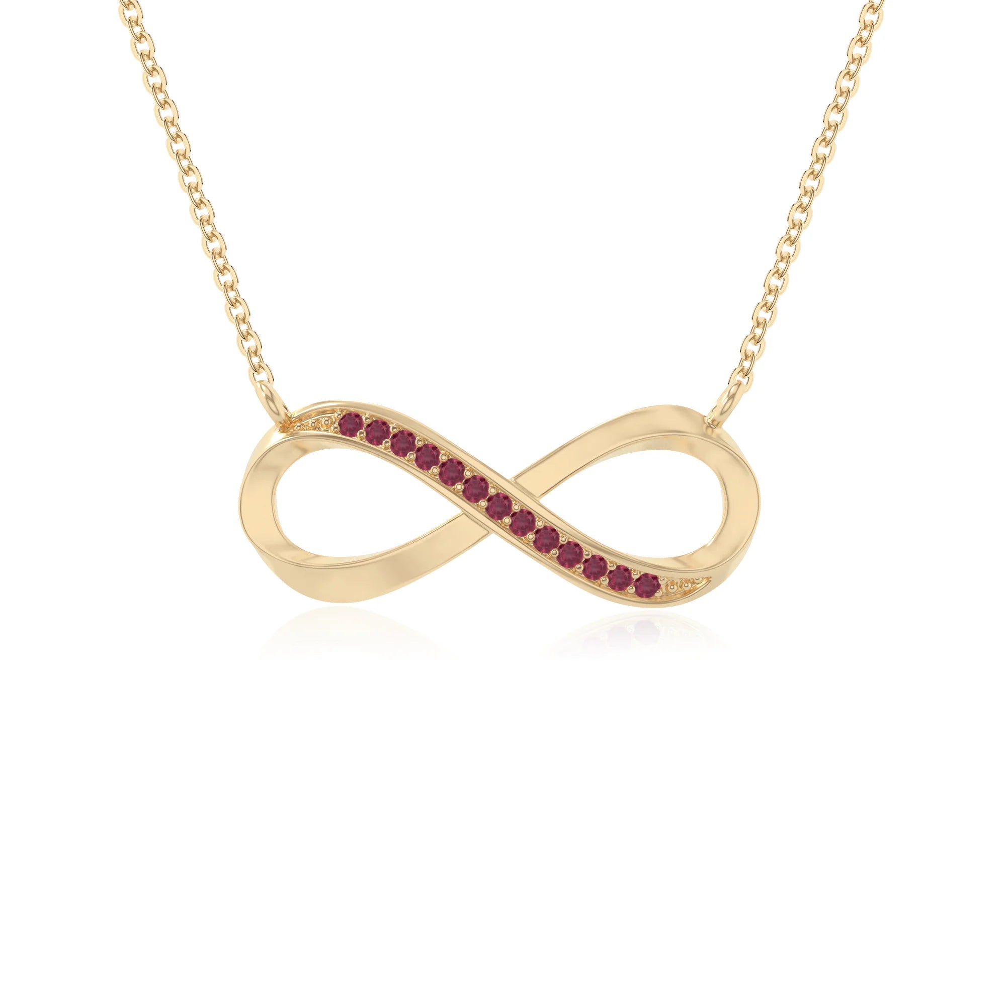 natural ruby infinity necklaces in yellow gold vermeil 