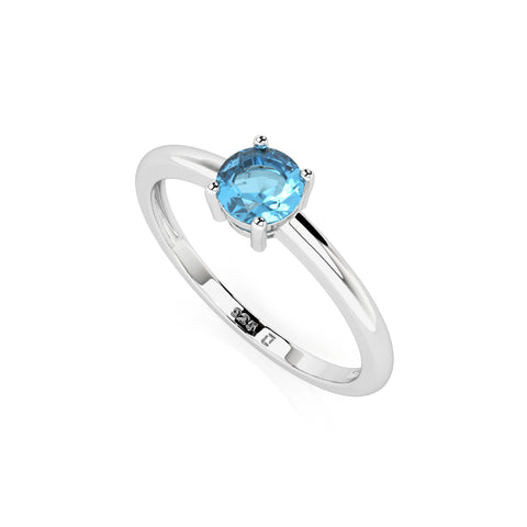 swiss blue topaz round cut stackable prong-set ring