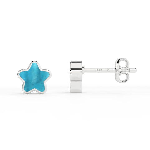 natural turquoise star shape stud earrings