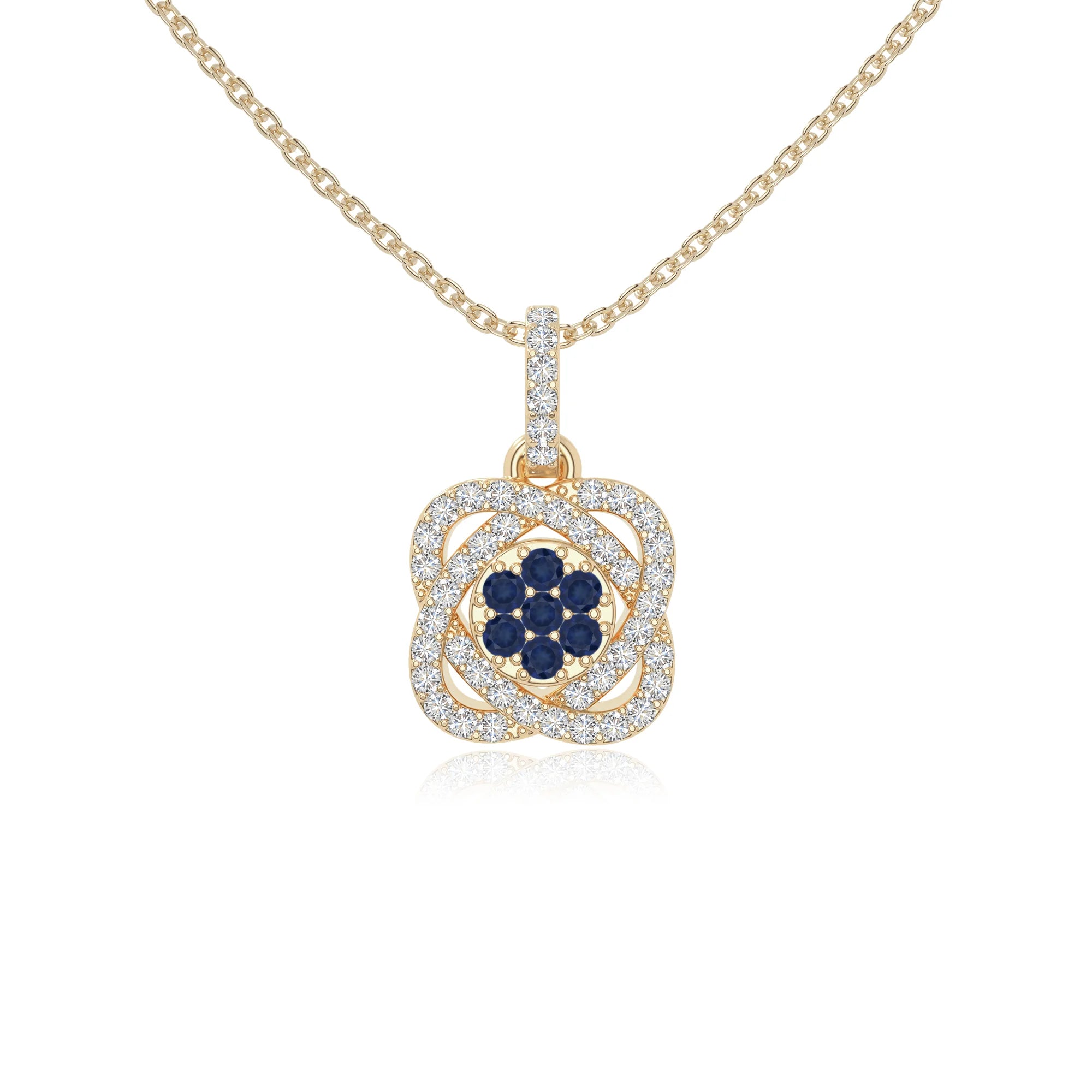 natural blue-sapphire inner power necklaces in yellow gold vermeil 
