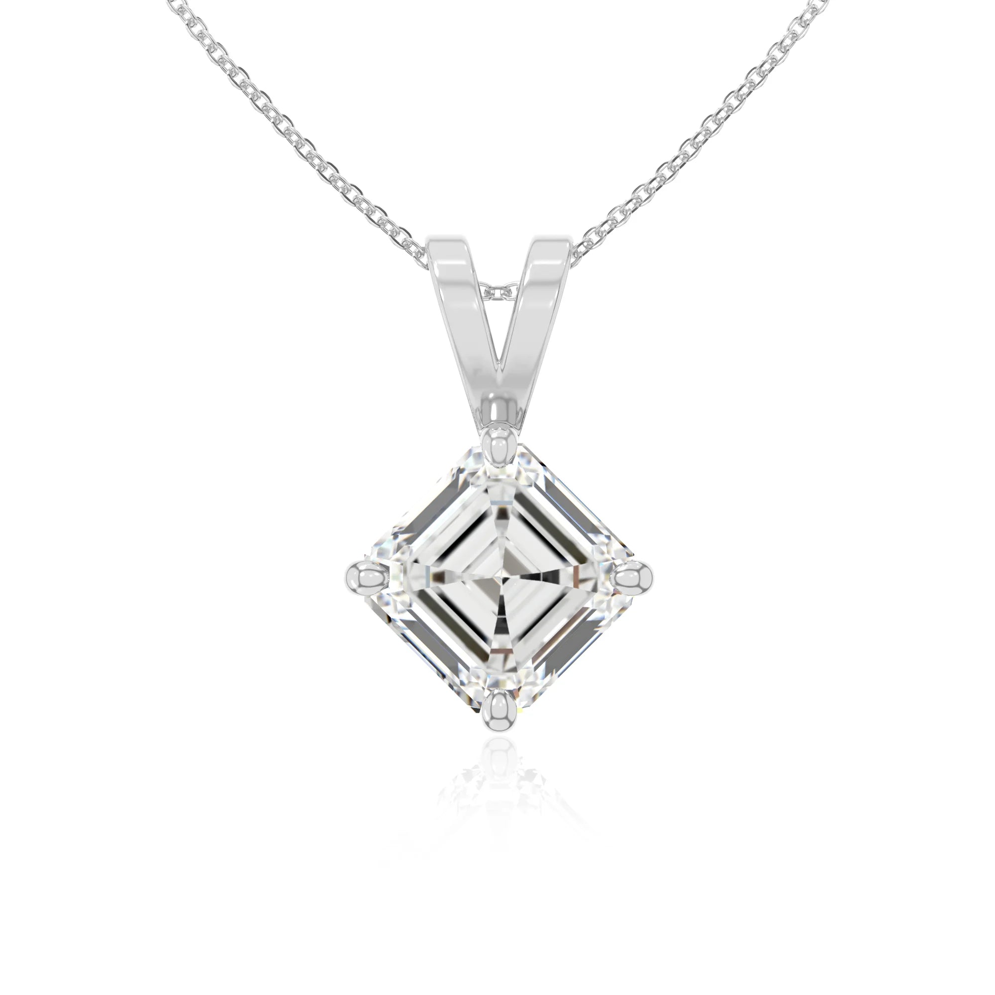 moissanite v-bale solitaire necklaces in sterling silver 