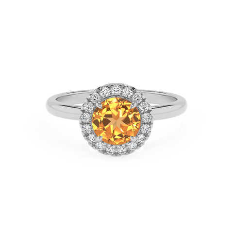 lab-grown citrine round halo solitaire engagement ring