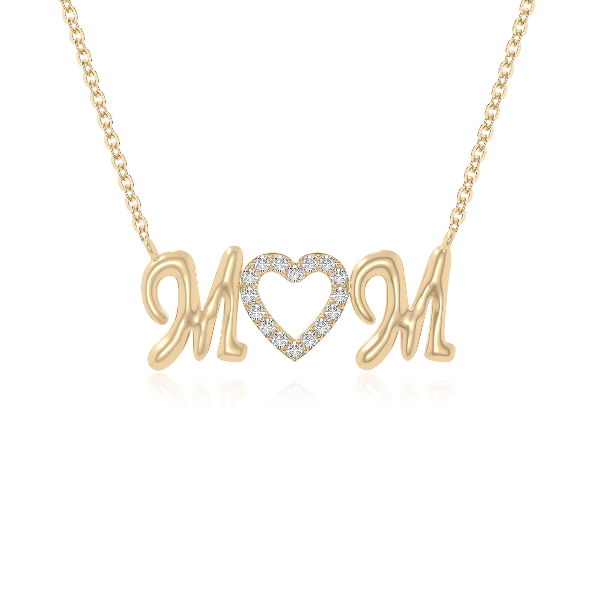 moissanite mom heart necklaces in yellow gold vermeil 