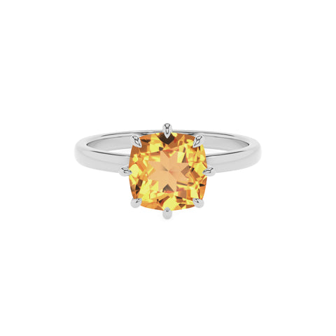 lab-grown citrine cushion solitaire engagement ring