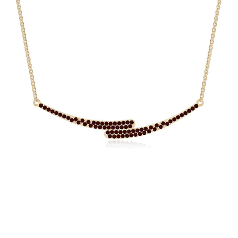 natural garnet bypass curved bar necklaces in yellow gold vermeil 