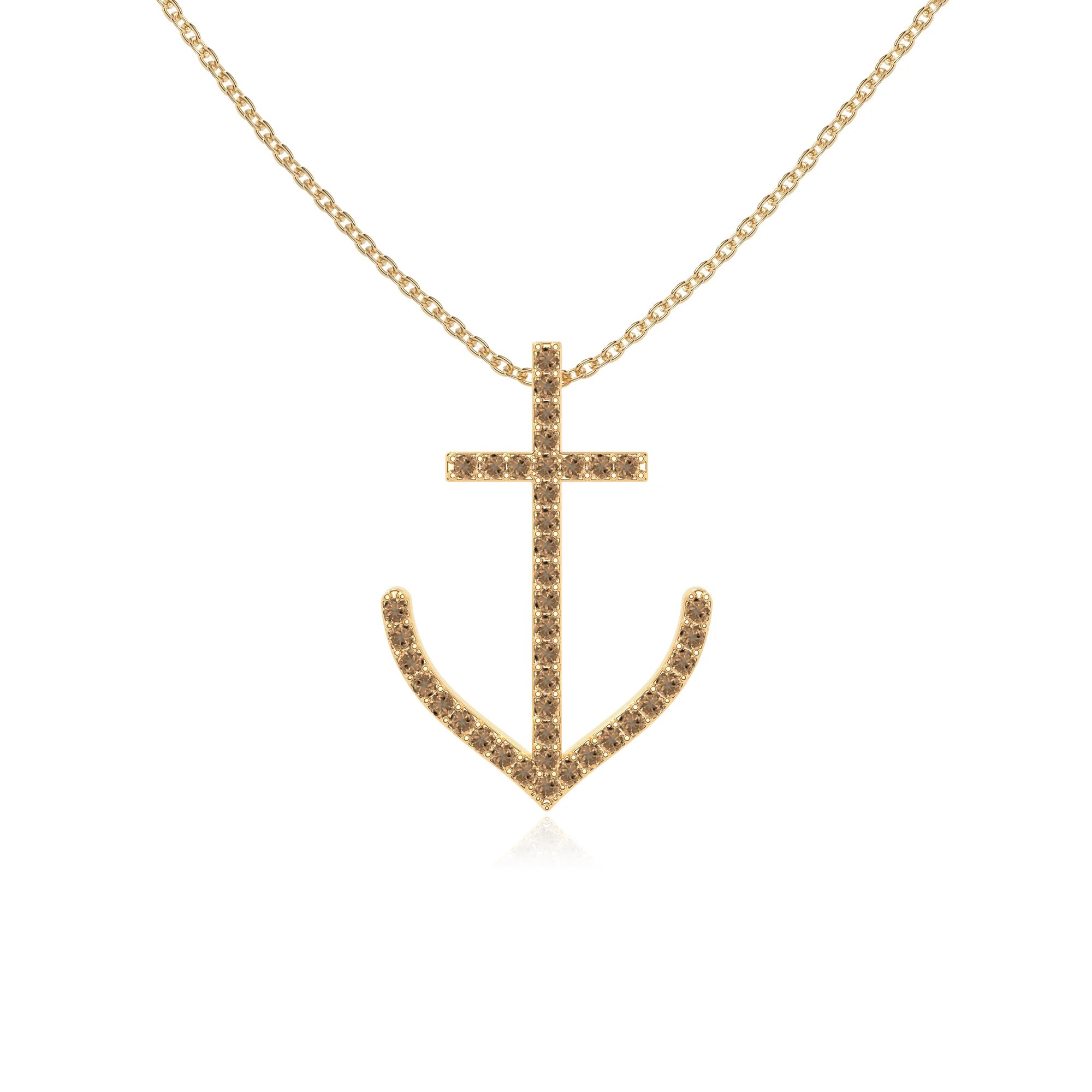 natural citrine anchor necklaces in yellow gold vermeil 
