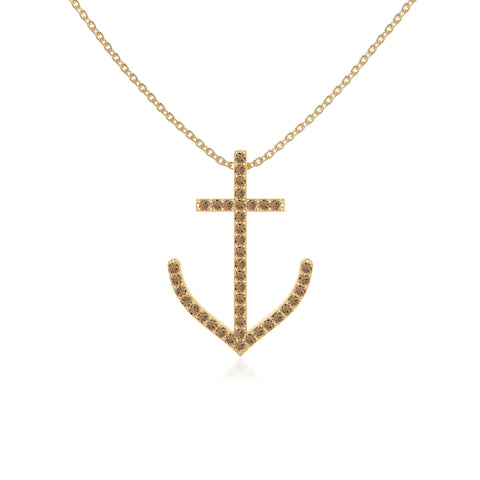natural citrine anchor necklaces in yellow gold vermeil 