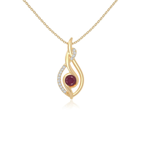 natural ruby twisted infinty knot necklaces in yellow gold vermeil 