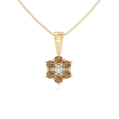 natural citrine flower necklaces in yellow gold vermeil 
