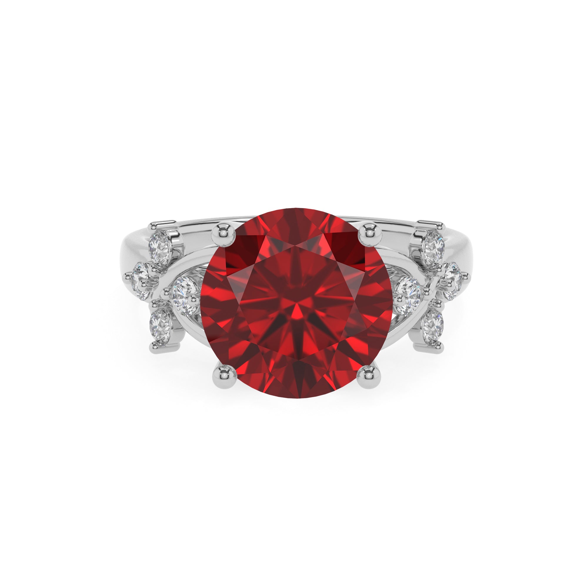 lab-grown ruby round criss cross solitaire engagement ring