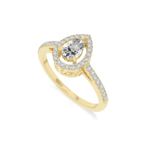 natural moissanite solitaire halo engagement rings in yellow gold vermeil