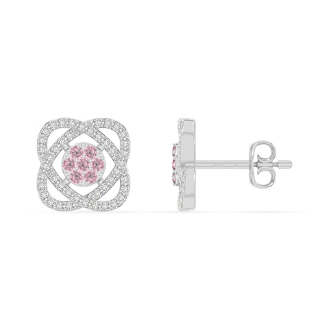 natural pink-tourmaline inner power stud earrings in sterling silver 