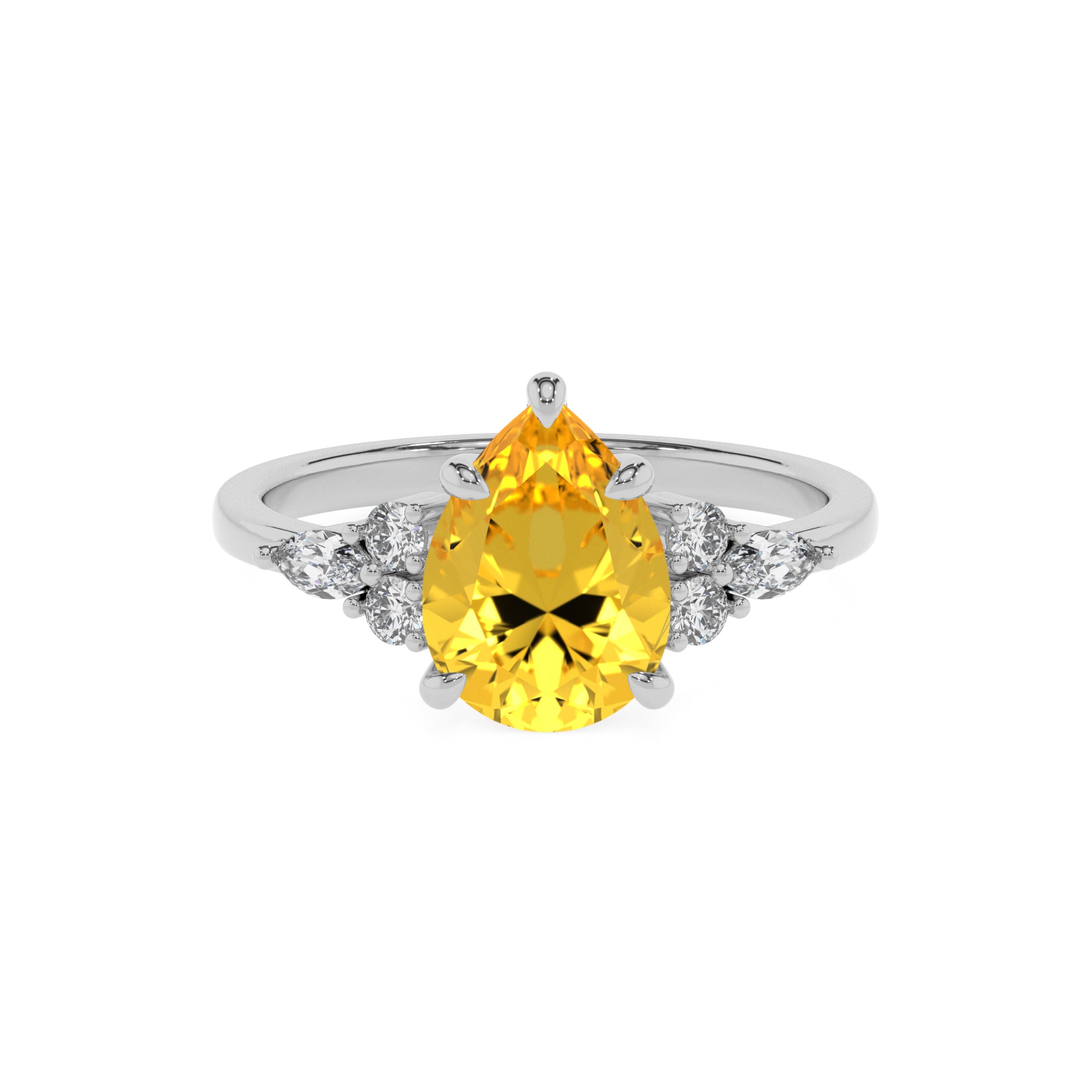 lab-grown yellow-sapphire pear solitaire engagement ring