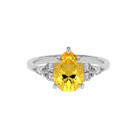 lab-grown yellow-sapphire pear solitaire engagement ring