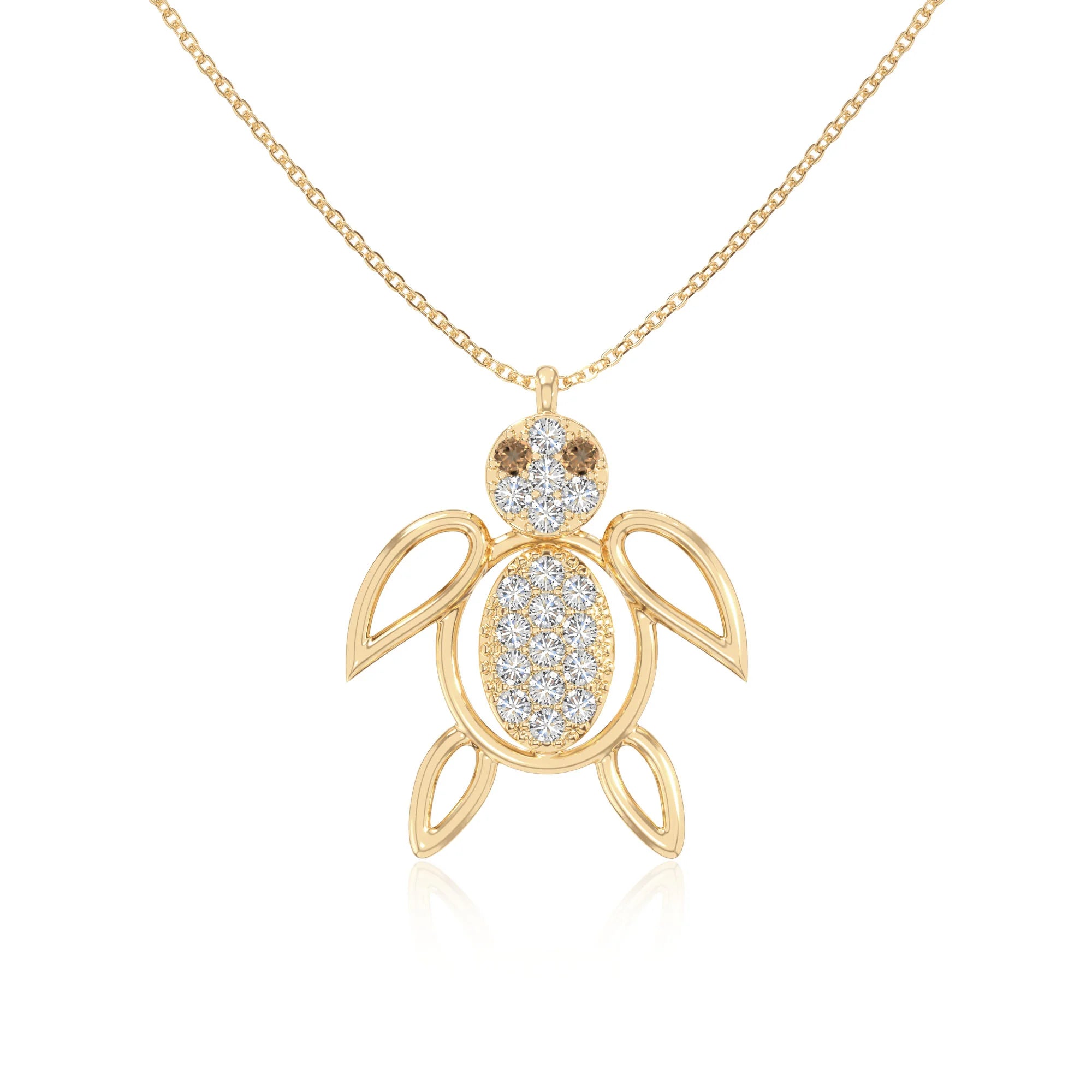 natural citrine turtle necklaces in yellow gold vermeil 
