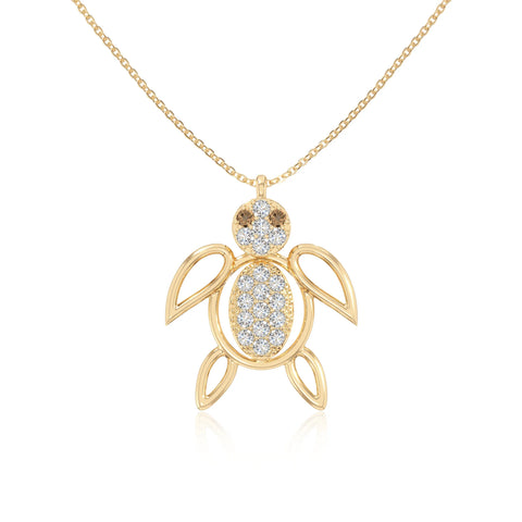 natural citrine turtle necklaces in yellow gold vermeil 
