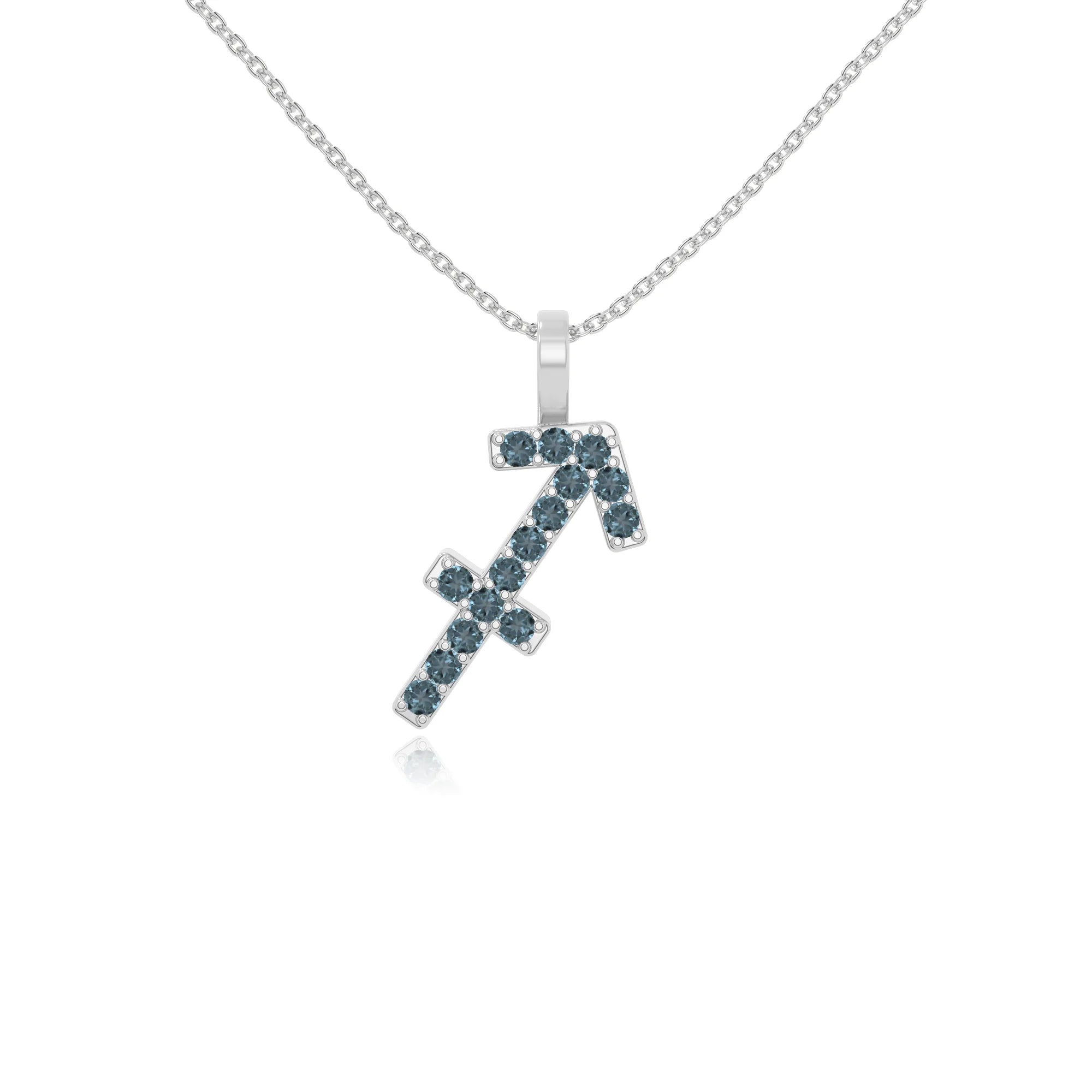 natural london-blue-topaz sagittarius zodiac necklaces in sterling silver 