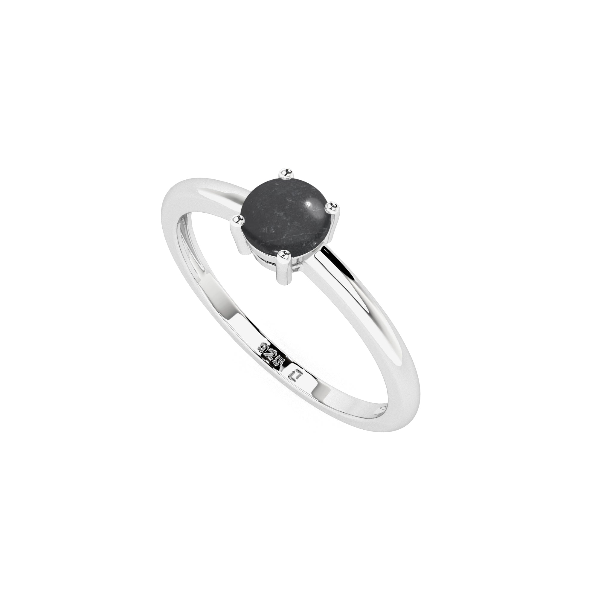 shungite round cab stackable prong-set ring