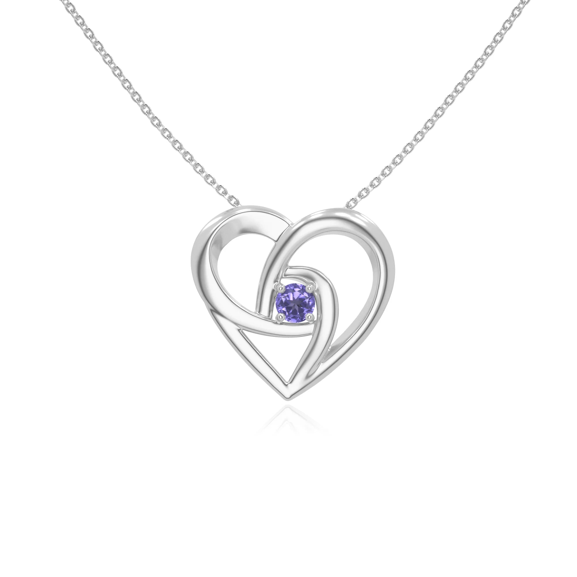 natural tanzanite floral heart necklaces in sterling silver 