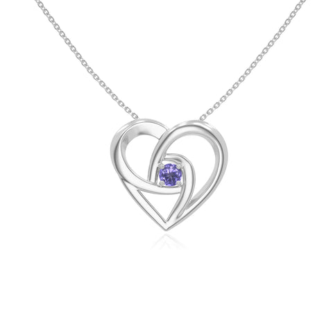 natural tanzanite floral heart necklaces in sterling silver 