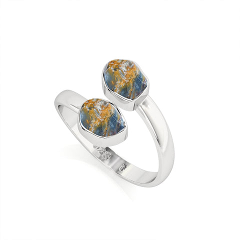 pietersite rough shape stackable bezel-set ring