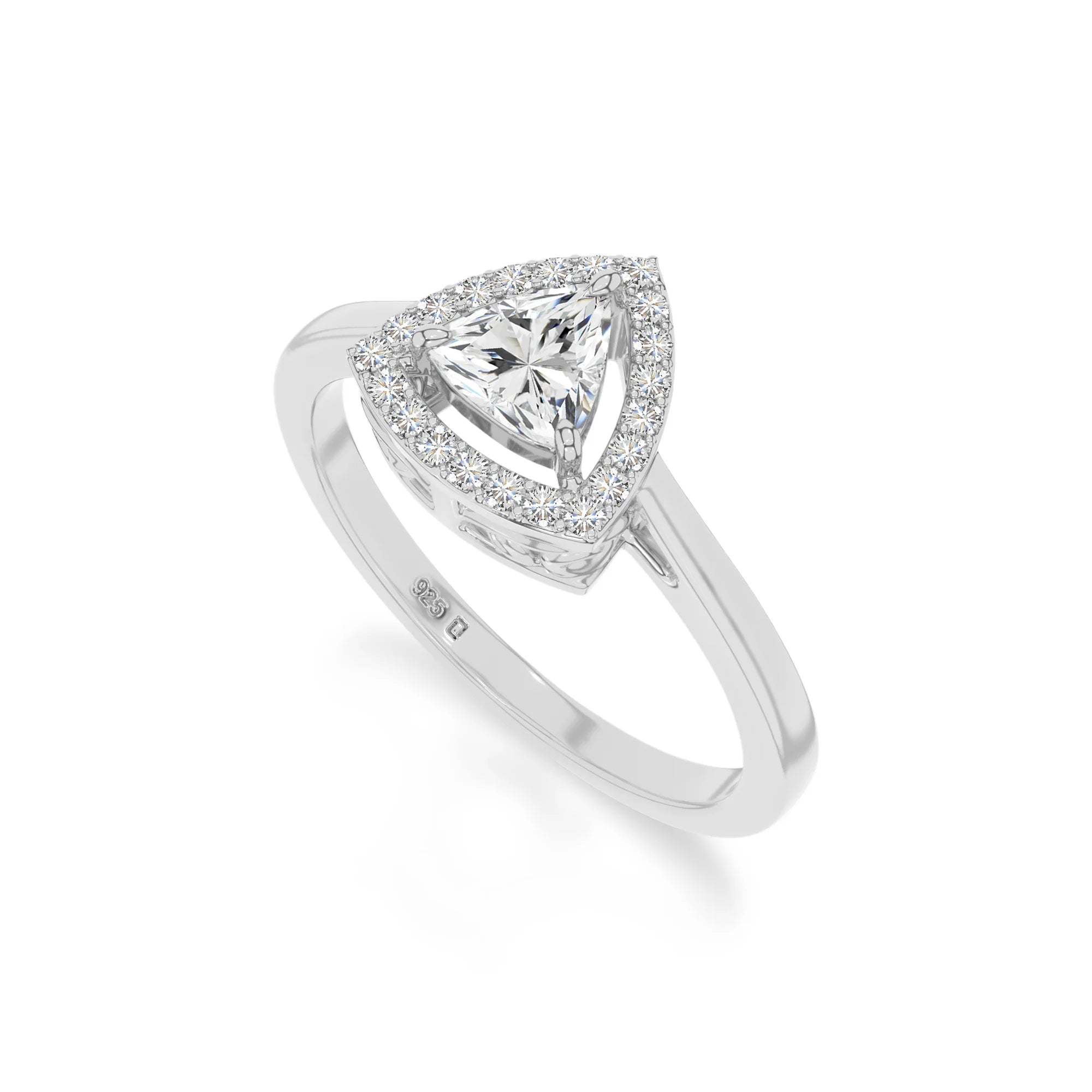 natural moissanite solitaire halo engagement rings in sterling silver 