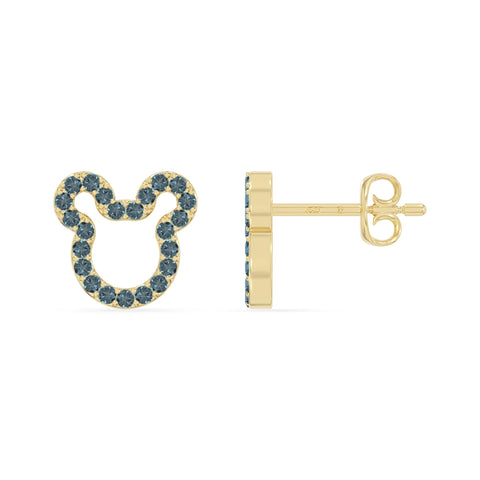 natural london-blue-topaz mouse stud earrings in yellow gold vermeil 