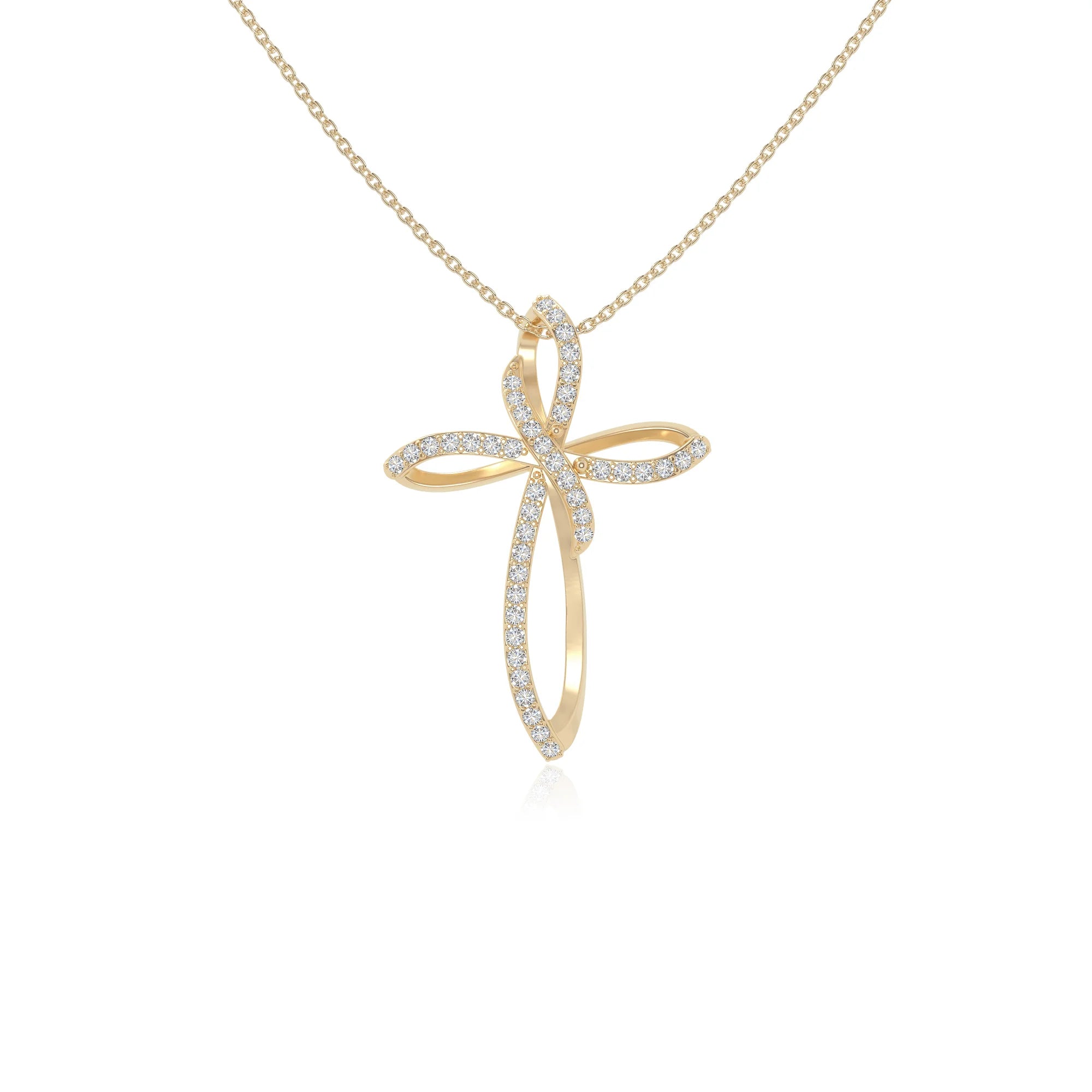 moissanite infinity cross necklaces in yellow gold vermeil 