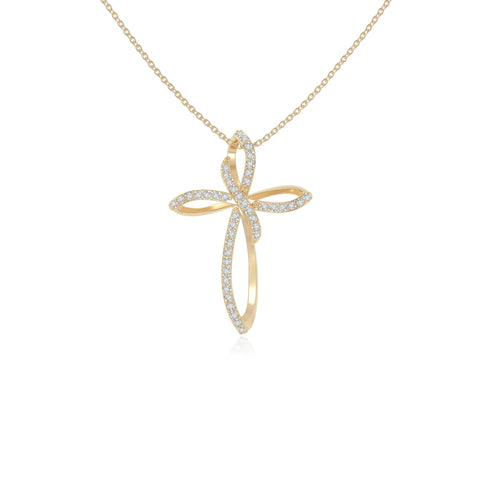 moissanite infinity cross necklaces in yellow gold vermeil 