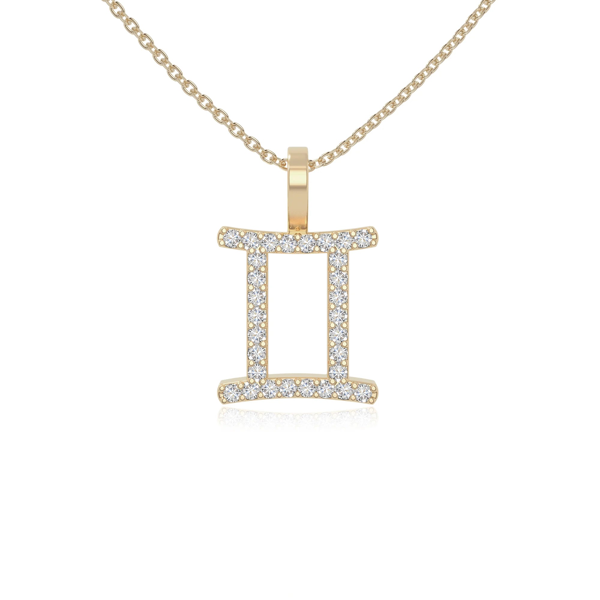moissanite gemini zodiac necklaces in yellow gold vermeil 