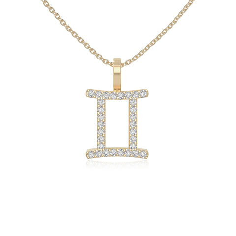 moissanite gemini zodiac necklaces in yellow gold vermeil 