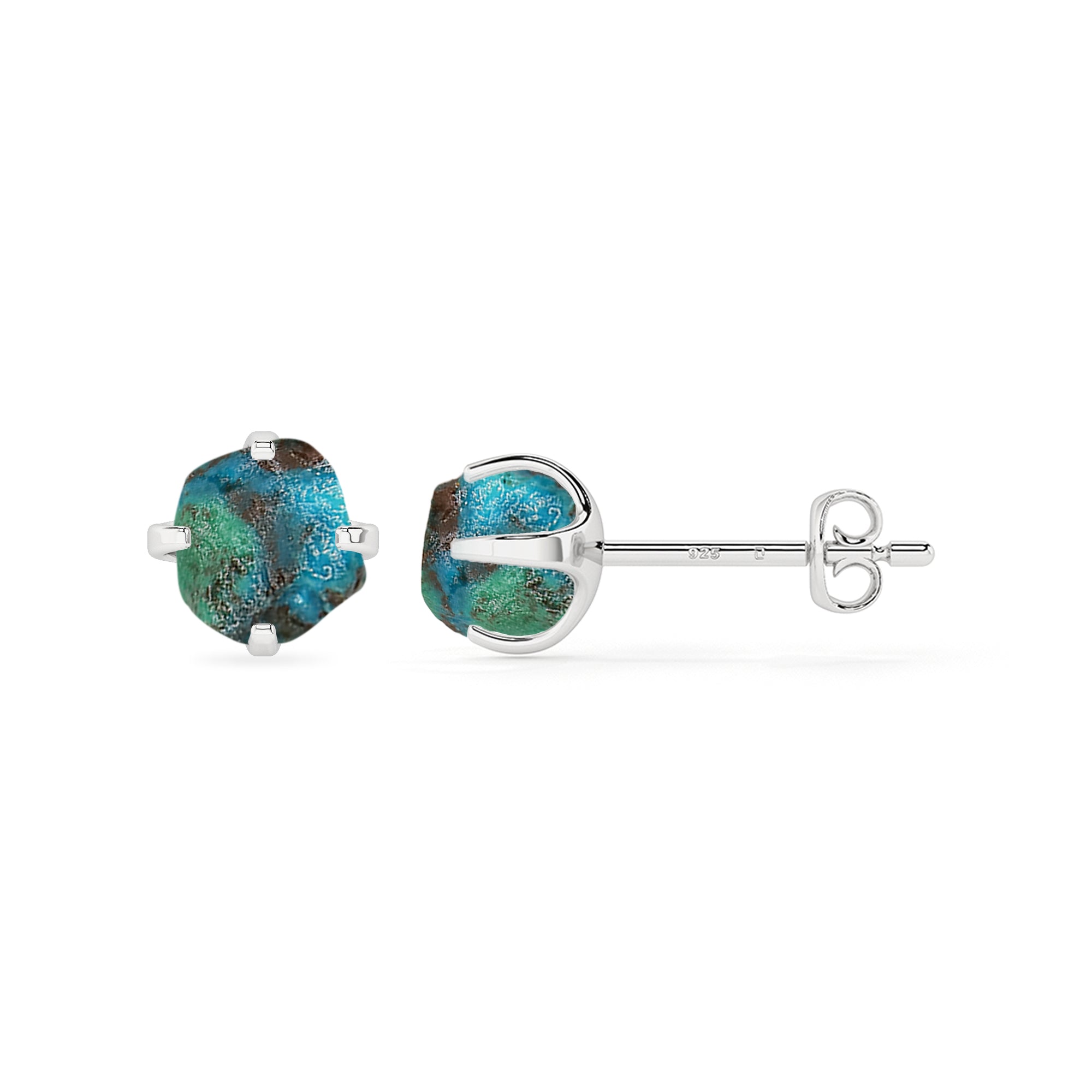 natural chrysocolla rough shape stud earrings