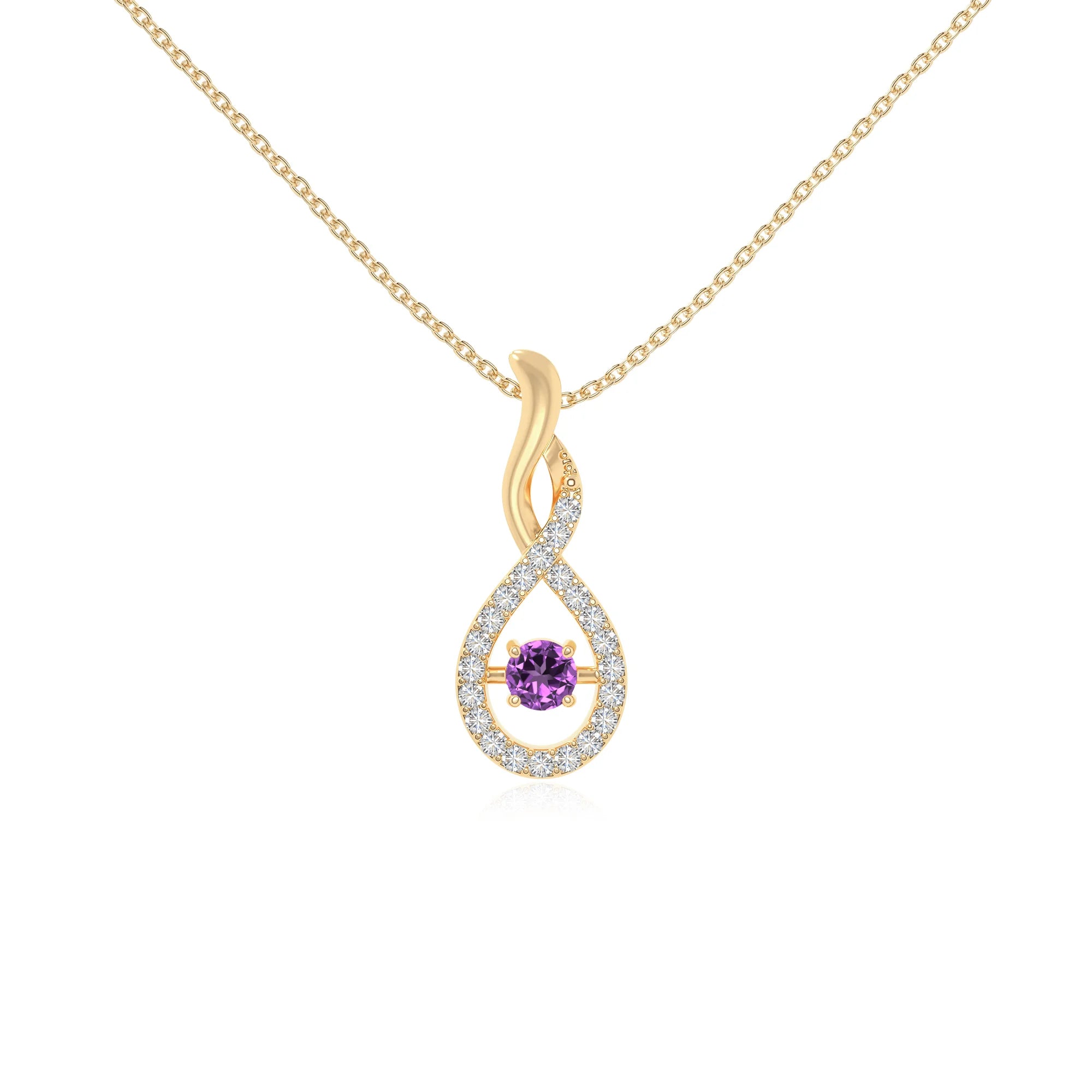 natural amethyst infinity necklaces in yellow gold vermeil 