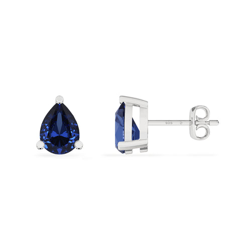 lab grown blue sapphire pear stud earrings 