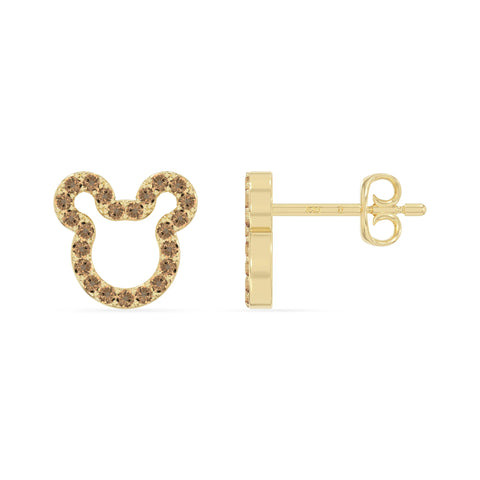 natural citrine mouse stud earrings in yellow gold vermeil 