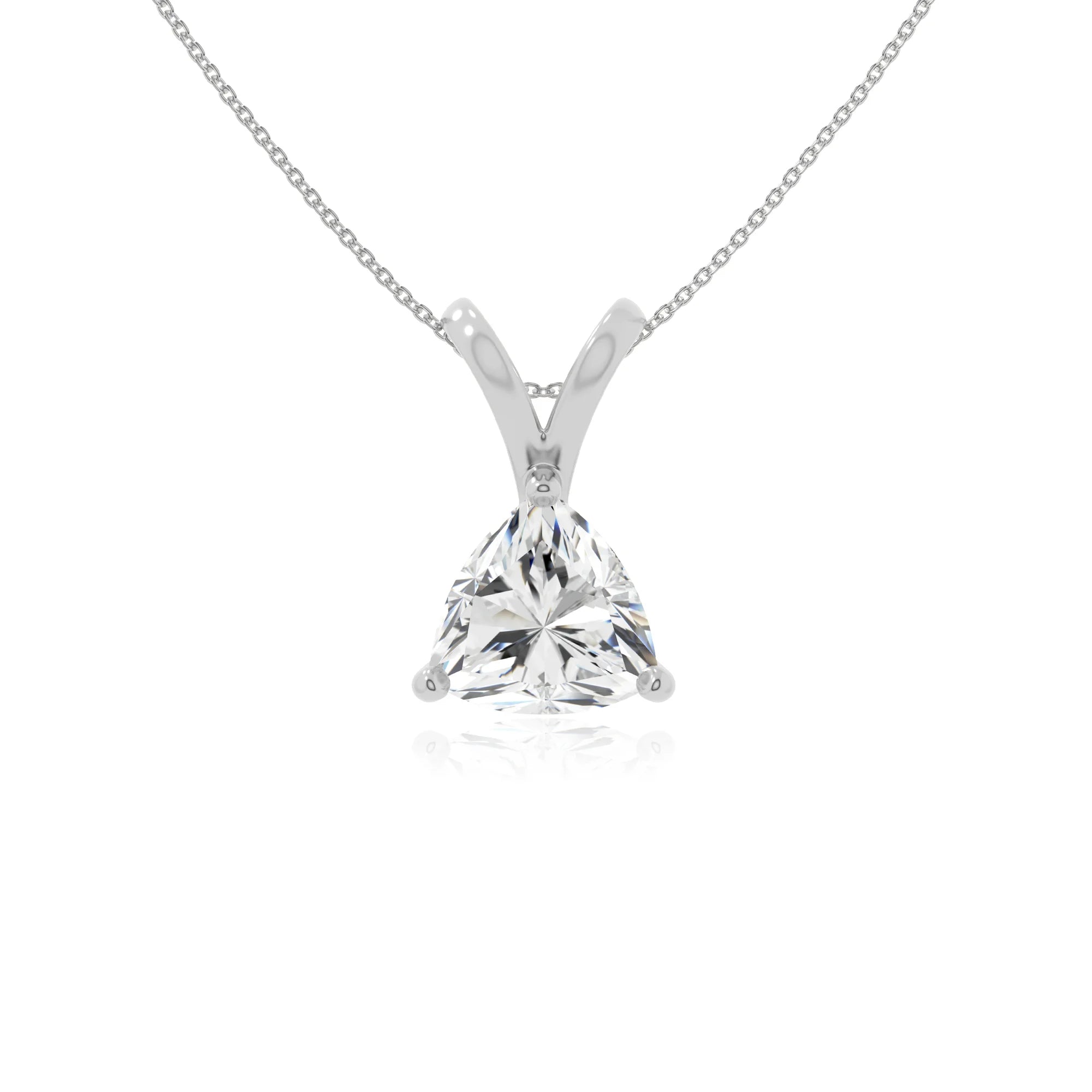 moissanite v-bale solitaire necklaces in sterling silver 