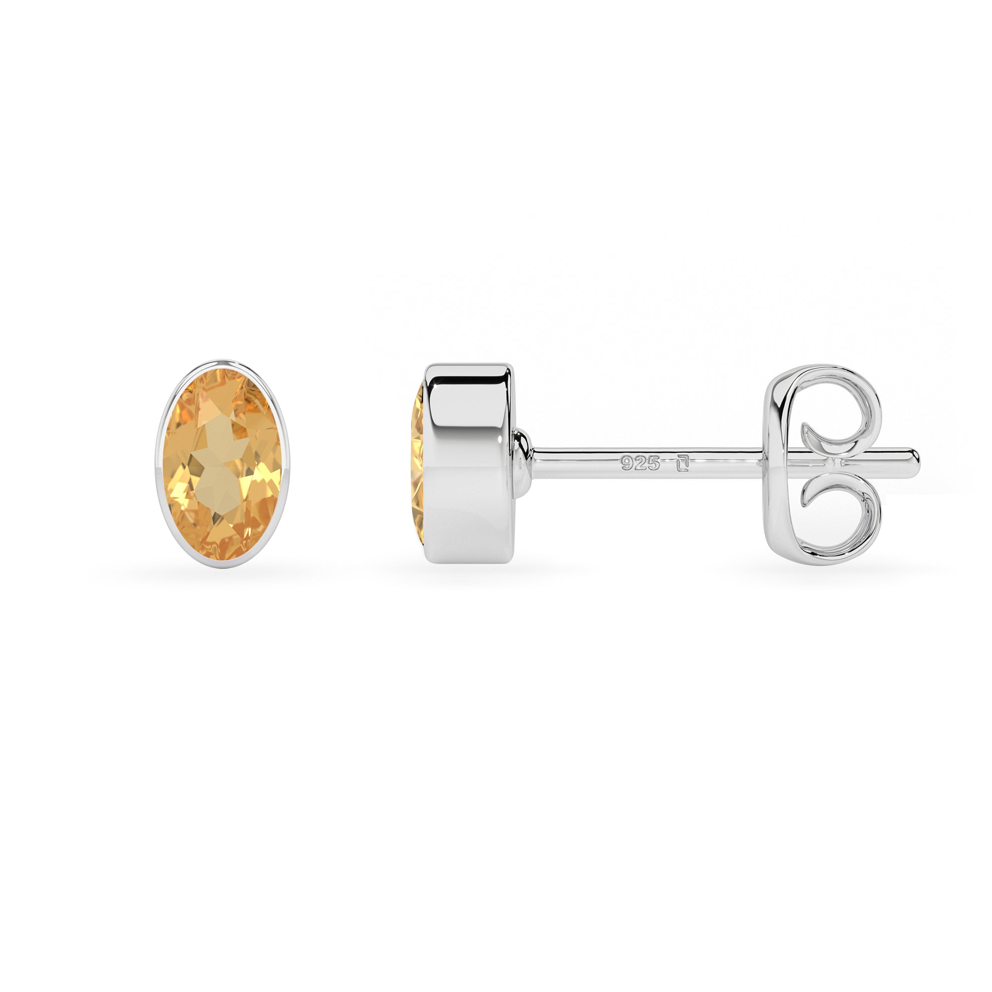 natural citrine oval shape stud earrings