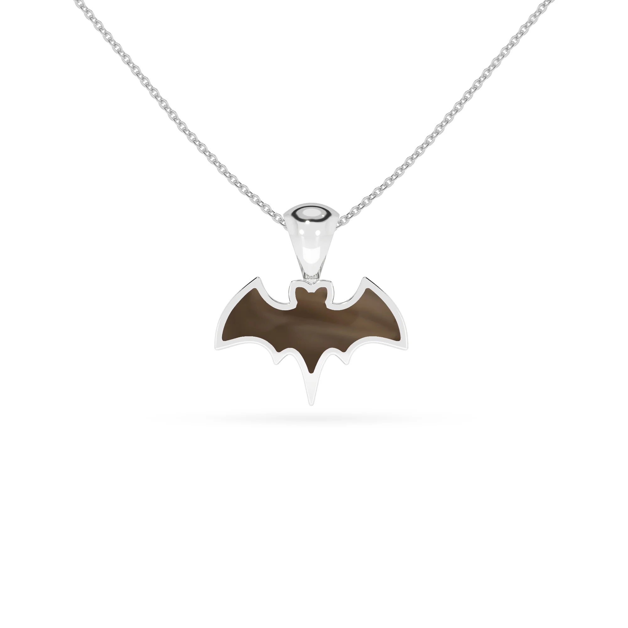 natural smoky-quartz bat shape pendant necklace