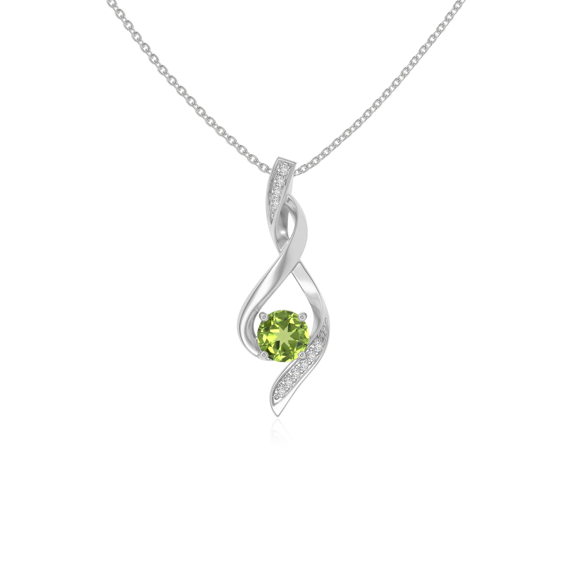 peridot infinity necklaces in sterling silver 