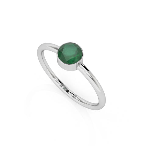 emerald round cut stackable bezel-set ring