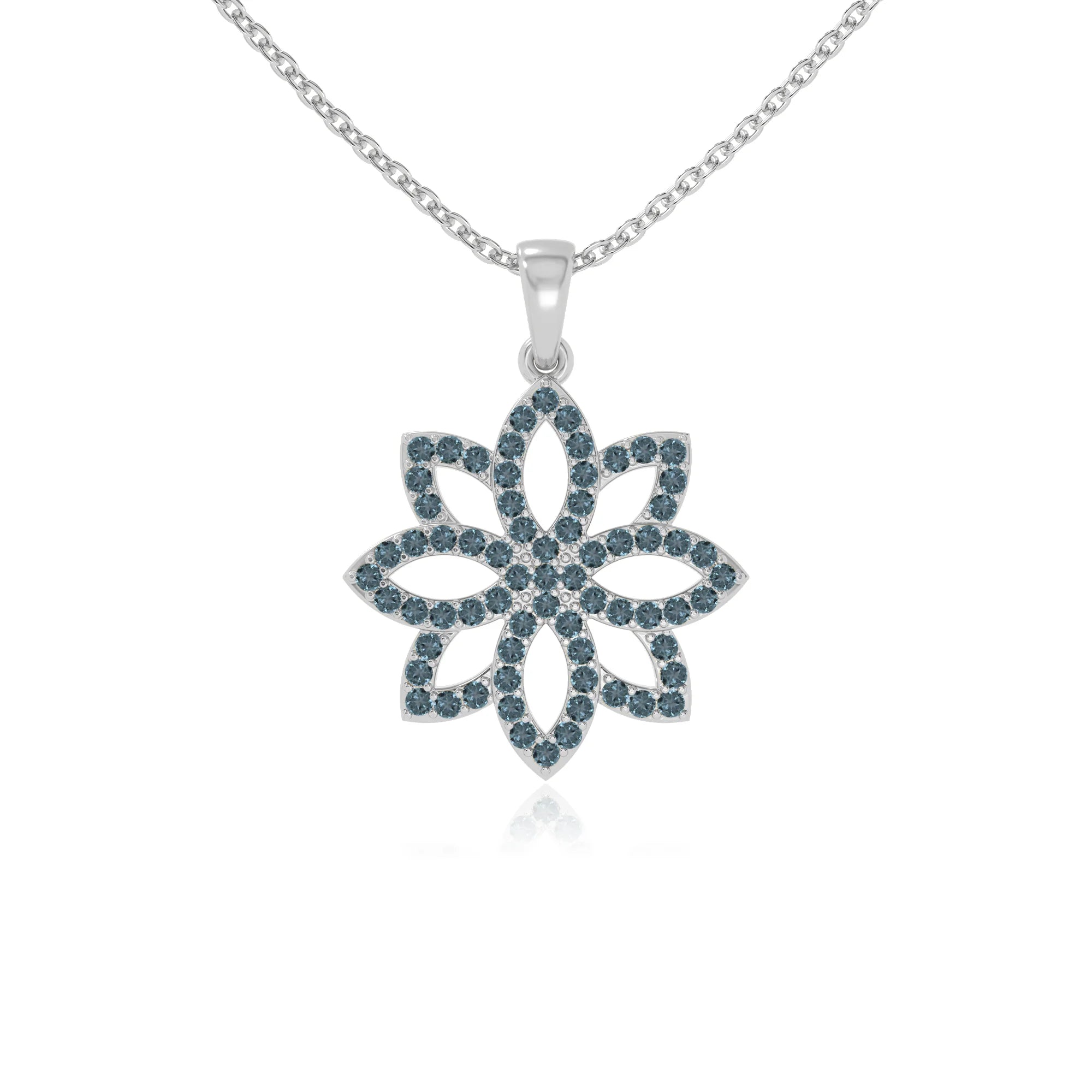 natural london-blue-topaz flower necklaces in sterling silver 