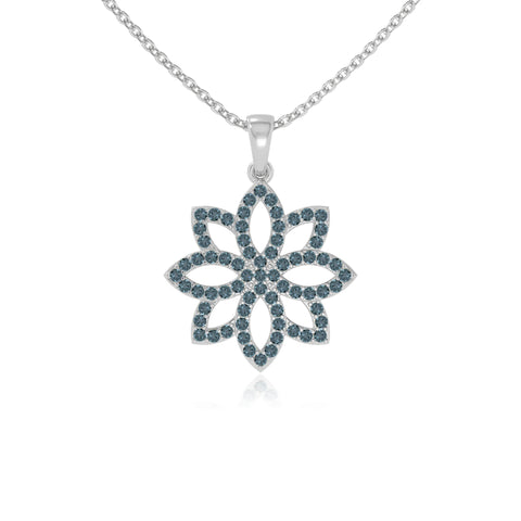 natural london-blue-topaz flower necklaces in sterling silver 
